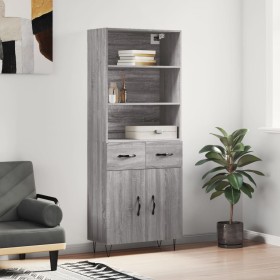 Aparador alto madera contrachapada gris sonoma 69,5x34x180 cm de vidaXL, Aparadores - Ref: Foro24-3200551, Precio: 136,99 €, ...