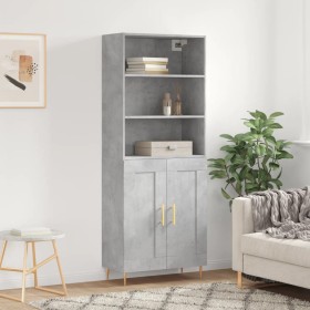 Aparador alto madera contrachapada gris hormigón 69,5x34x180 cm de vidaXL, Aparadores - Ref: Foro24-3189945, Precio: 121,99 €...