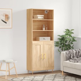 Tall plywood oak-colored highboard 69.5x34x180 cm by vidaXL, Sideboards - Ref: Foro24-3189944, Price: 144,99 €, Discount: %