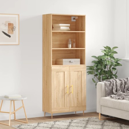 Tall plywood oak-colored highboard 69.5x34x180 cm by vidaXL, Sideboards - Ref: Foro24-3189944, Price: 150,29 €, Discount: %