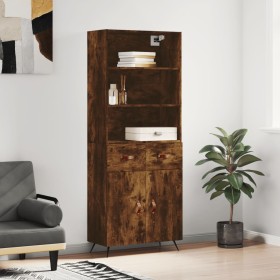 Aparador alto madera contrachapada roble ahumado 69,5x34x180 cm de vidaXL, Aparadores - Ref: Foro24-3200494, Precio: 131,49 €...