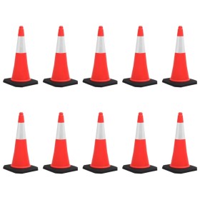 Reflective traffic cones with heavy base 10 units 75 cm by vidaXL, Road and traffic signs - Ref: Foro24-150944, Price: 176,45...