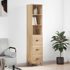 Aparador de madera contrachapada roble Sonoma 34,5x34x180 cm de vidaXL, Aparadores - Ref: Foro24-3189672, Precio: 107,02 €, D...