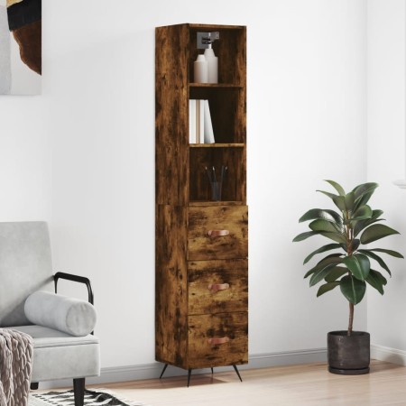 Aparador de madera contrachapada roble ahumado 34,5x34x180 cm de vidaXL, Aparadores - Ref: Foro24-3189674, Precio: 94,84 €, D...