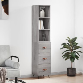 Aparador alto madera contrachapada gris Sonoma 34,5x34x180 cm de vidaXL, Aparadores - Ref: Foro24-3189675, Precio: 99,99 €, D...