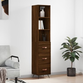 Aparador alto madera contrachapada roble marrón 34,5x34x180 cm de vidaXL, Aparadores - Ref: Foro24-3189676, Precio: 99,99 €, ...