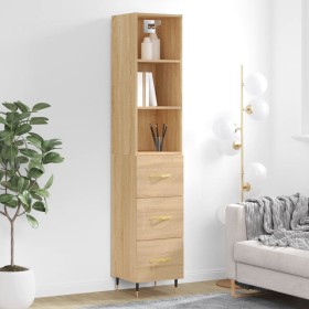 Aparador de madera contrachapada roble Sonoma 34,5x34x180 cm de vidaXL, Aparadores - Ref: Foro24-3189680, Precio: 99,93 €, De...