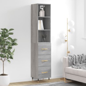 Aparador alto madera contrachapada gris Sonoma 34,5x34x180 cm de vidaXL, Aparadores - Ref: Foro24-3189683, Precio: 99,93 €, D...