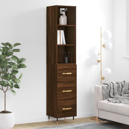 Aparador alto madera contrachapada roble marrón 34,5x34x180 cm de vidaXL, Aparadores - Ref: Foro24-3189684, Precio: 99,58 €, ...