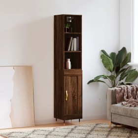 Tall brown oak plywood sideboard 34.5x34x180 cm by vidaXL, Sideboards - Ref: Foro24-3190068, Price: 89,99 €, Discount: %