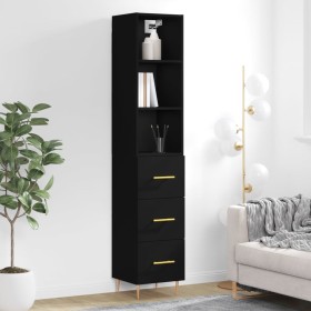 Aparador de madera contrachapada negro 34,5x34x180 cm de vidaXL, Aparadores - Ref: Foro24-3189686, Precio: 102,99 €, Descuent...