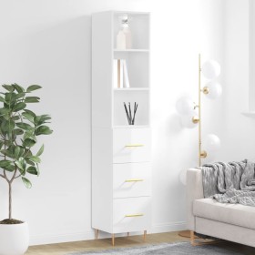 Aparador alto madera contrachapada blanco brillo 34,5x34x180 cm de vidaXL, Aparadores - Ref: Foro24-3189687, Precio: 110,99 €...