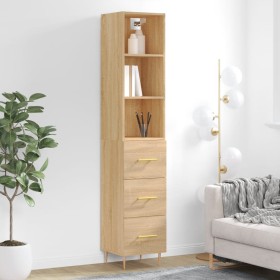 Aparador de madera contrachapada roble Sonoma 34,5x34x180 cm de vidaXL, Aparadores - Ref: Foro24-3189688, Precio: 101,57 €, D...