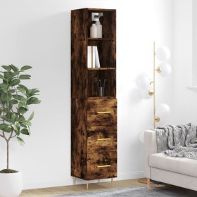 Aparador de madera contrachapada roble ahumado 34,5x34x180 cm de vidaXL, Aparadores - Ref: Foro24-3189690, Precio: 95,99 €, D...