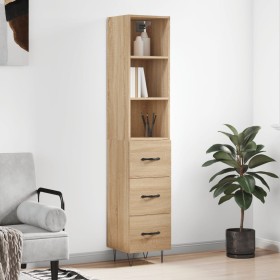 Aparador de madera contrachapada roble Sonoma 34,5x34x180 cm de vidaXL, Aparadores - Ref: Foro24-3189696, Precio: 101,43 €, D...