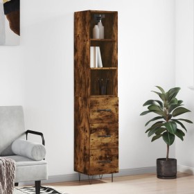 Aparador de madera contrachapada roble ahumado 34,5x34x180 cm de vidaXL, Aparadores - Ref: Foro24-3189698, Precio: 92,76 €, D...