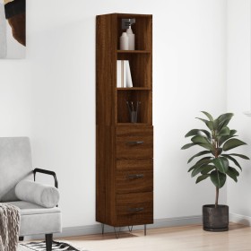 Aparador alto madera contrachapada roble marrón 34,5x34x180 cm de vidaXL, Aparadores - Ref: Foro24-3189700, Precio: 98,99 €, ...