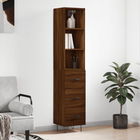 Tall brown oak plywood sideboard 34.5x34x180 cm by vidaXL, Sideboards - Ref: Foro24-3189700, Price: 98,99 €, Discount: %