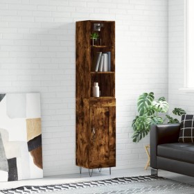 Aparador de madera contrachapada roble ahumado 34,5x34x180 cm de vidaXL, Aparadores - Ref: Foro24-3190082, Precio: 84,99 €, D...