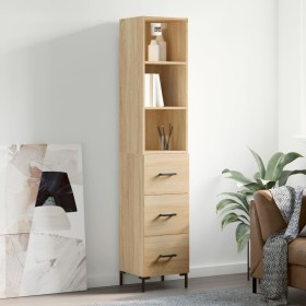 Aparador de madera contrachapada roble Sonoma 34,5x34x180 cm de vidaXL, Aparadores - Ref: Foro24-3189704, Precio: 107,02 €, D...