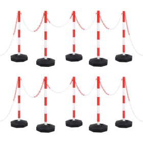 Barrier set with posts and plastic chain 10 m by vidaXL, Road and traffic signs - Ref: Foro24-150955, Price: 105,52 €, Discou...