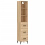 Aparador de madera contrachapada roble Sonoma 34,5x34x180 cm de vidaXL, Aparadores - Ref: Foro24-3189704, Precio: 106,14 €, D...