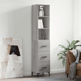 Tall Sonoma gray plywood sideboard 34.5x34x180 cm by vidaXL, Sideboards - Ref: Foro24-3189707, Price: 105,99 €, Discount: %