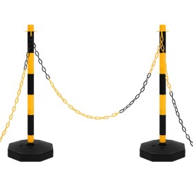 Barrier set with posts and plastic chain 10 m by vidaXL, Road and traffic signs - Ref: Foro24-150956, Price: 38,05 €, Discoun...