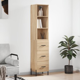 Aparador de madera contrachapada roble Sonoma 34,5x34x180 cm de vidaXL, Aparadores - Ref: Foro24-3189712, Precio: 110,88 €, D...