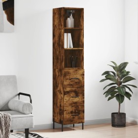 Aparador de madera contrachapada roble ahumado 34,5x34x180 cm de vidaXL, Aparadores - Ref: Foro24-3189714, Precio: 104,99 €, ...