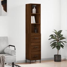 Tall brown oak plywood sideboard 34.5x34x180 cm by vidaXL, Sideboards - Ref: Foro24-3189716, Price: 109,61 €, Discount: %