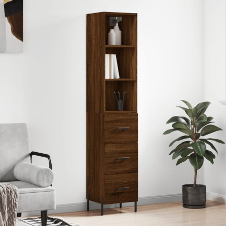 Aparador alto madera contrachapada roble marrón 34,5x34x180 cm de vidaXL, Aparadores - Ref: Foro24-3189716, Precio: 108,99 €,...