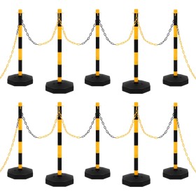 Barrier set with posts and plastic chain 10 m by vidaXL, Road and traffic signs - Ref: Foro24-150958, Price: 129,99 €, Discou...