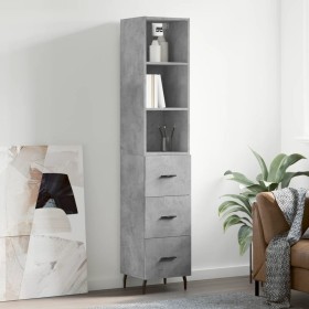 Aparador de madera contrachapada gris hormigón 34,5x34x180 cm de vidaXL, Aparadores - Ref: Foro24-3189721, Precio: 113,27 €, ...