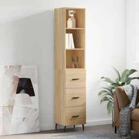 Aparador de madera contrachapada roble Sonoma 34,5x34x180 cm de vidaXL, Aparadores - Ref: Foro24-3189720, Precio: 103,99 €, D...