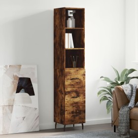 Aparador de madera contrachapada roble ahumado 34,5x34x180 cm de vidaXL, Aparadores - Ref: Foro24-3189722, Precio: 99,99 €, D...