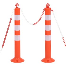 Traffic control bollards 2 pcs with PE chain 75 cm by vidaXL, Road and traffic signs - Ref: Foro24-150962, Price: 53,99 €, Di...