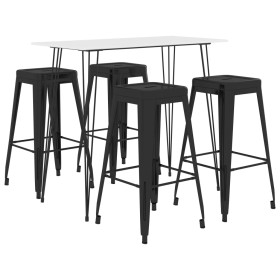 High table and bar stools 5 pieces black and white by vidaXL, Furniture sets for kitchens and dining rooms - Ref: Foro24-3057...