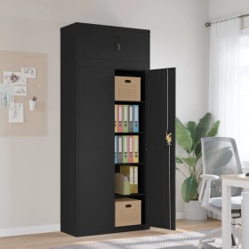 Aktenschrank aus schwarzem Stahl 90x40x220 cm von vidaXL, Schließfächer und Lagerschränke - Ref: Foro24-3188326, Preis: 401,8...