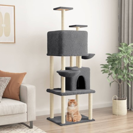 Rascador para gatos con postes de sisal gris oscuro 180 cm de vidaXL, Mobiliario para gatos - Ref: Foro24-172033, Precio: 87,...