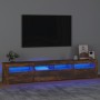 Mueble de TV con luces LED color roble ahumado 210x35x40 cm de vidaXL, Muebles TV - Ref: Foro24-3152735, Precio: 136,51 €, De...