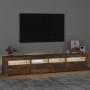 TV cabinet with LED lights smoked oak color 210x35x40 cm by vidaXL, TV Furniture - Ref: Foro24-3152735, Price: 139,85 €, Disc...