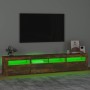 TV cabinet with LED lights smoked oak color 210x35x40 cm by vidaXL, TV Furniture - Ref: Foro24-3152735, Price: 139,85 €, Disc...