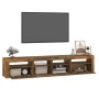 TV cabinet with LED lights smoked oak color 210x35x40 cm by vidaXL, TV Furniture - Ref: Foro24-3152735, Price: 139,85 €, Disc...