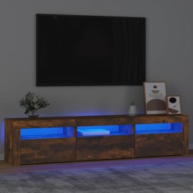 Mueble de TV con luces LED color roble ahumado 180x35x40 cm de vidaXL, Muebles TV - Ref: Foro24-3152759, Precio: 123,37 €, De...