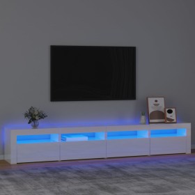 Mueble de TV con luces LED blanco brillante 240x35x40 cm de vidaXL, Muebles TV - Ref: Foro24-3152766, Precio: 204,19 €, Descu...