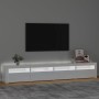 Mueble de TV con luces LED blanco brillante 240x35x40 cm de vidaXL, Muebles TV - Ref: Foro24-3152766, Precio: 208,06 €, Descu...