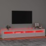 Mueble de TV con luces LED blanco brillante 240x35x40 cm de vidaXL, Muebles TV - Ref: Foro24-3152766, Precio: 208,06 €, Descu...