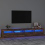 Mueble de TV con luces LED color roble ahumado 240x35x40 cm de vidaXL, Muebles TV - Ref: Foro24-3152767, Precio: 149,45 €, De...