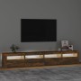 Mueble de TV con luces LED color roble ahumado 240x35x40 cm de vidaXL, Muebles TV - Ref: Foro24-3152767, Precio: 143,99 €, De...